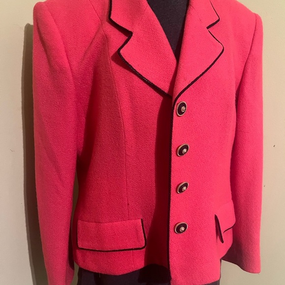 HERBERT GROSSMAN Dergned by Cynthia Sobel Pink Blazer Wool Size Med wool - Picture 8 of 9